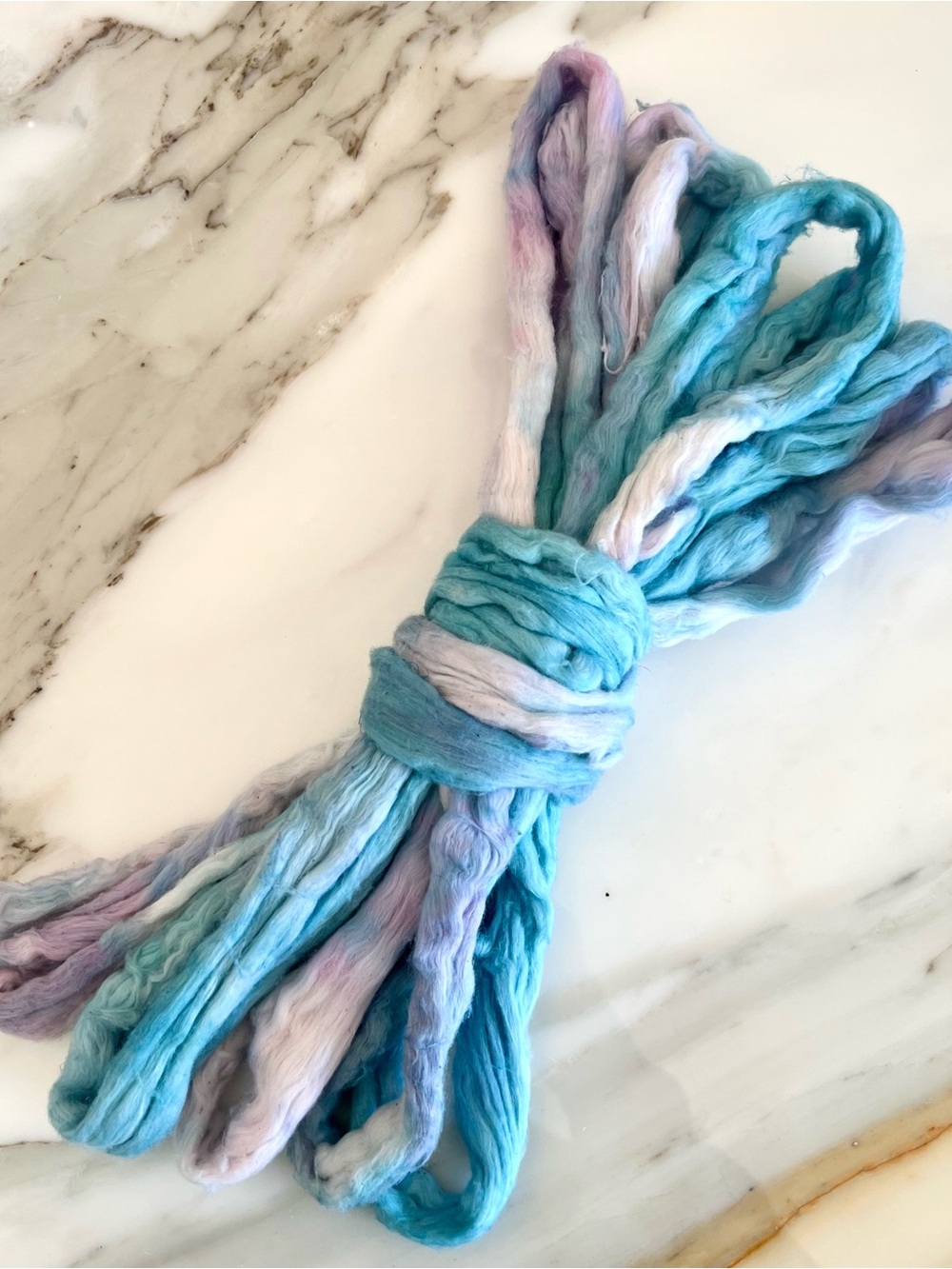 Hand Dyed Cotton Sliver Roving in Summer Twilight